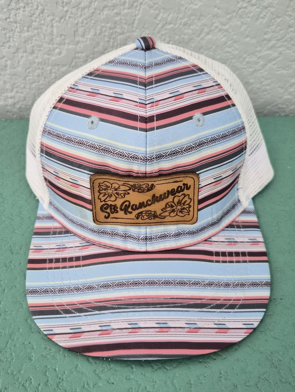 STS Ranchwear Pink Blue Striped Mesh-Back Trucker Hat